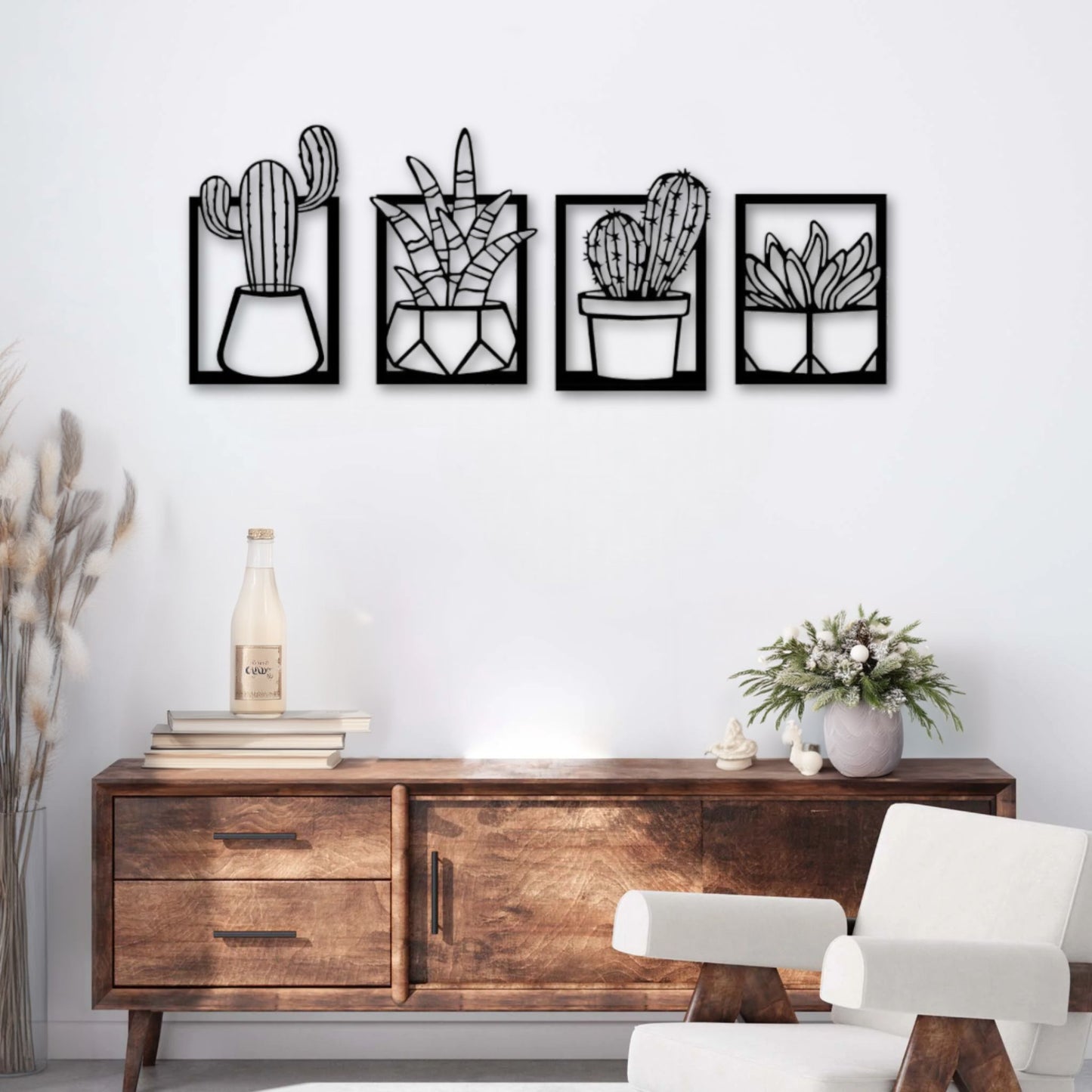 Décoration murale métal Cactus - Lot de 4